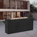 American Fyre Designs Milan Tall Black Lava Fire Pit Table in modern backyard