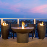 American Fyre Designs Wave  Fire Urns with Lotus Fire Table in Balcony