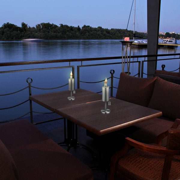 Anywhere Fireplace 10.5-Inch Tall Cylindrical Table Top Torches on Table