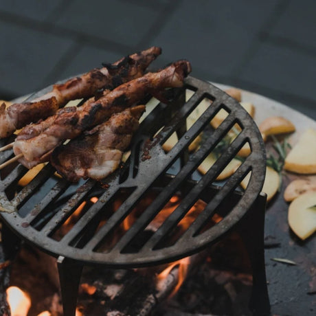 Arteflame 20-Inch Tall Euro Base Corten Steel Fire Pit with Cooktop and Grill Grate Riser