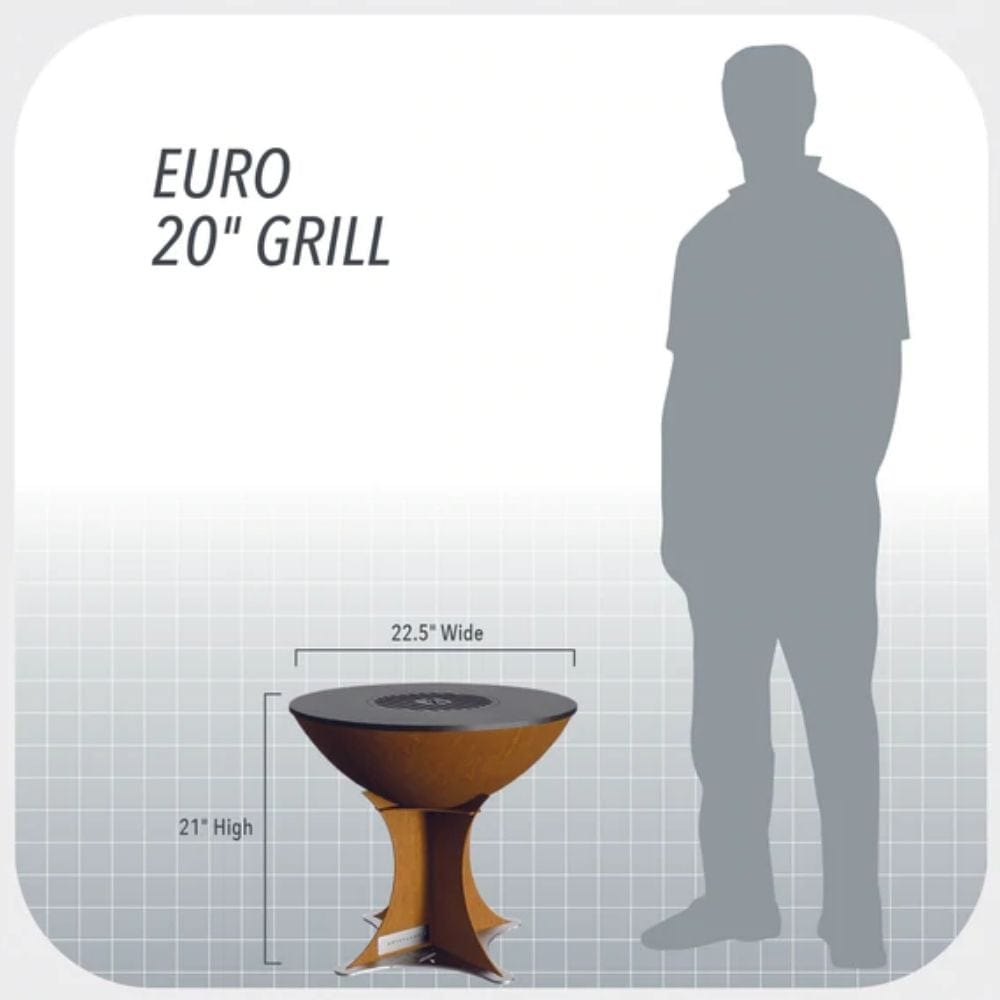 Arteflame 20-Inch Tall Euro Base Corten Steel Fire Pit with Cooktop comparison