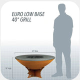 Arteflame 18-Inch Tall Low Euro Base Corten Steel Fire Pit dimensions