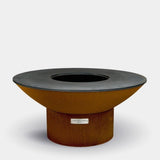 Arteflame 18-Inch Tall Low Round Base Corten Steel Fire Pit with Cooktop