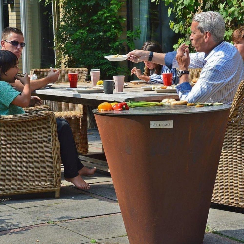 Arteflame One Series 30" Corten Steel Fire Pit for Backyard BBQ