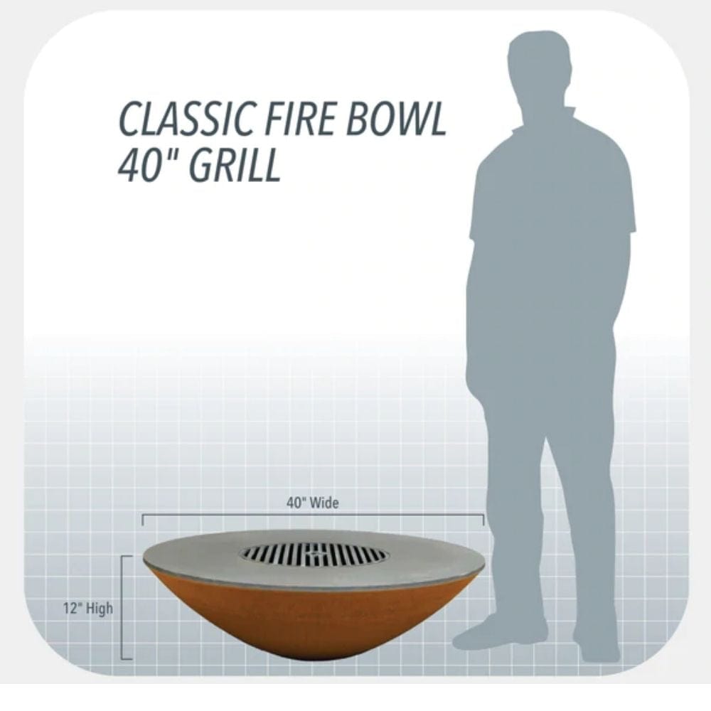 Arteflame Classic 11-Inch Tall Corten Steel Fire Bowl dimensions