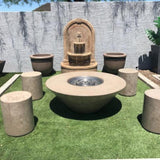 Athena Olympus Round Concrete Gas Fire Pit Table in Bone