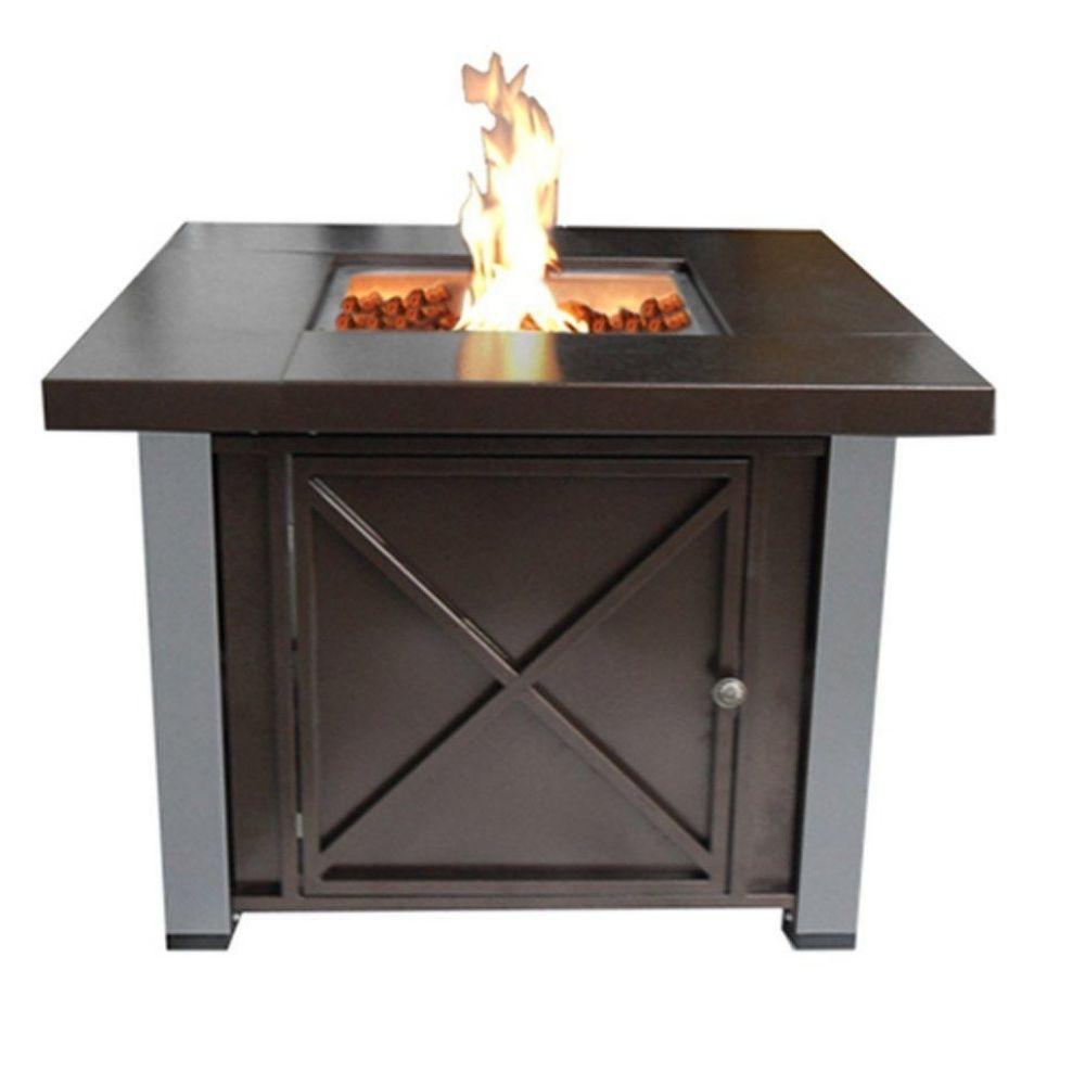 AZ Patio Heaters Decorative Two-Tone 38" Square Gas Fire Pit Table (GSF-DGHSS)