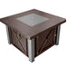 AZ Patio Heaters Decorative Two-Tone 38" Square Gas Fire Pit Table with Stainless Steel cover