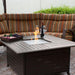 AZ Patio Heaters Extruded Aluminum 45" Square Gas Fire Pit Table and Fire lit.
