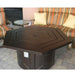 AZ Patio Heaters Hammered Bronze 45" Hexagon Gas Fire Pit Table in outdoor setting and closed burner area