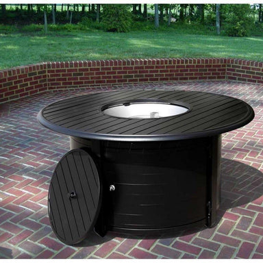 AZ Patio Heaters Slatted Aluminum 48-Inch Round LP Fire Pit Table in garden