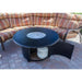 AZ Patio Heaters Slatted Aluminum 48-Inch Round LP Fire Pit Table near a patio couch