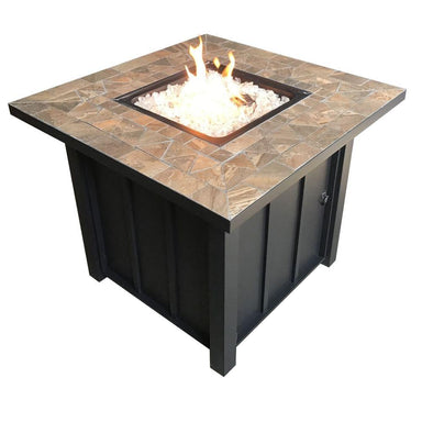AZ Patio Heaters Tile Top 30" Square Gas Fire Pit Table with Fire Glass