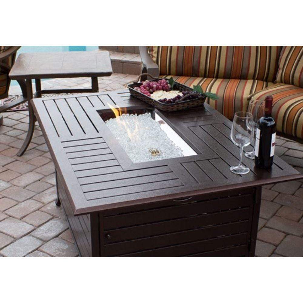 AZ Patio Heaters Extruded Aluminum 40" Square Propane Fire Pit Table with white fire glass