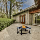 AZ Patio Heaters Slate Tile 40-Inch Round Fire Pit in an open outdoor setting