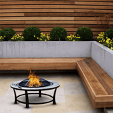 AZ Patio Heaters Slate Tile 40-Inch Round Fire Pit in backyard