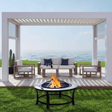AZ Patio Heaters Slate Tile 40-Inch Round Fire Pit near outdoor pergola