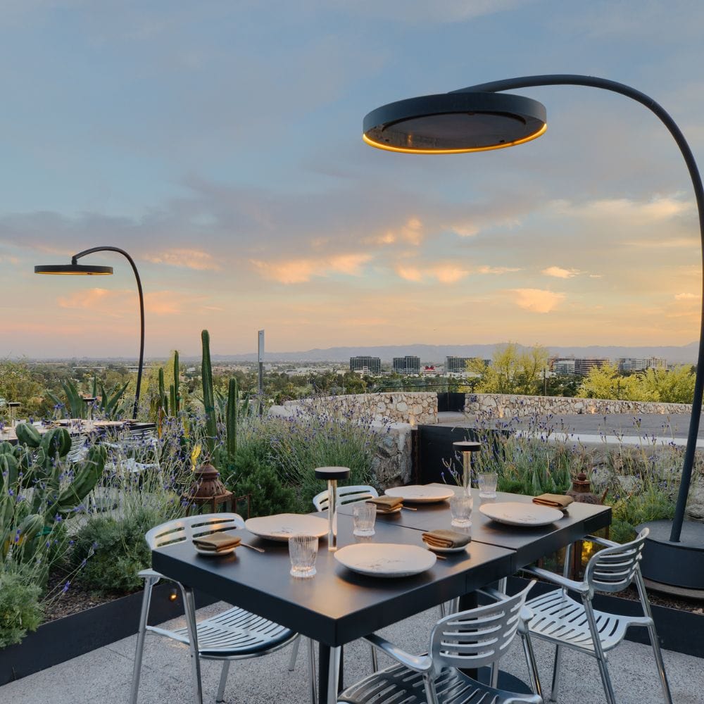 bromic eclipse smart-heat electric patio heater at a restaurant's outdoor space