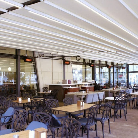 Bromic Tungsten Smart-Heat Gas Heaters in Restaurant