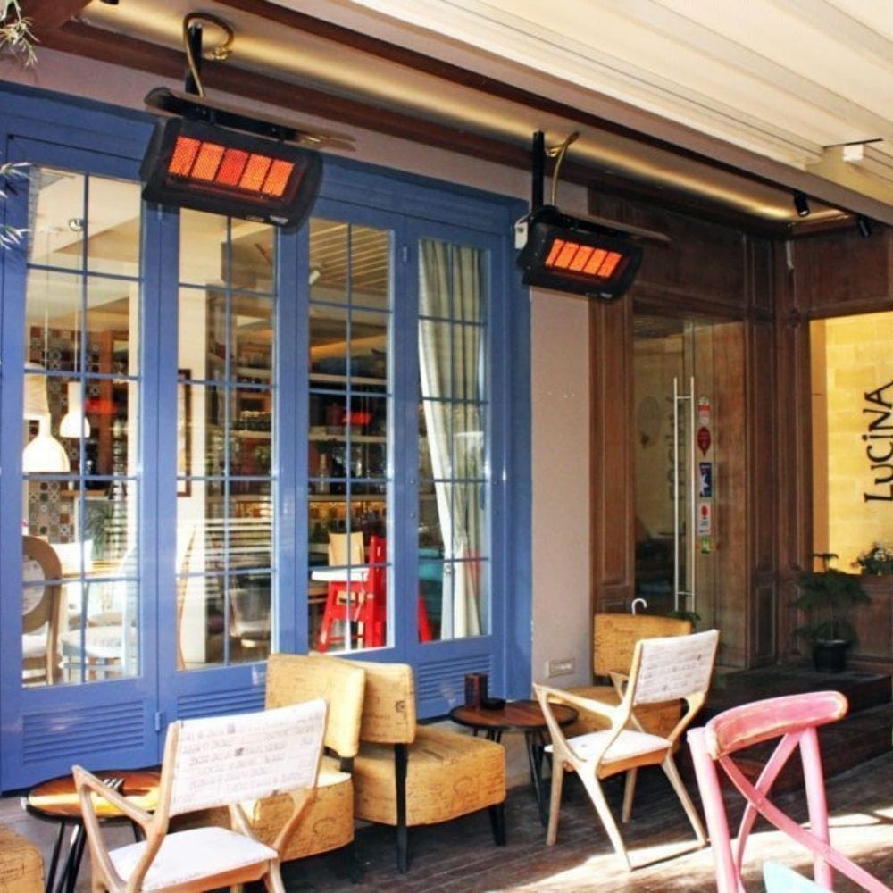 Bromic Tungsten Smart-Heat Gas Heaters in Restaurant Outdoor Dining Area