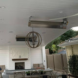 Calcana High Output Stainless Steel Gas Patio Heaters in a patio