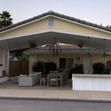 Calcana High Output Stainless Steel Gas Patio Heaters in a residential space