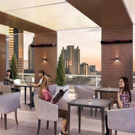 Dimplex 240V 3000W Indoor/Outdoor Electric Infrared Heater at a modern roof deck