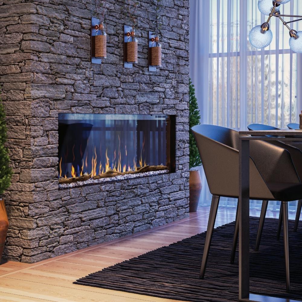 Dimplex Ignite XL Bold 3-Sided Electric Fireplace Single-Sided Installation in Dining Area