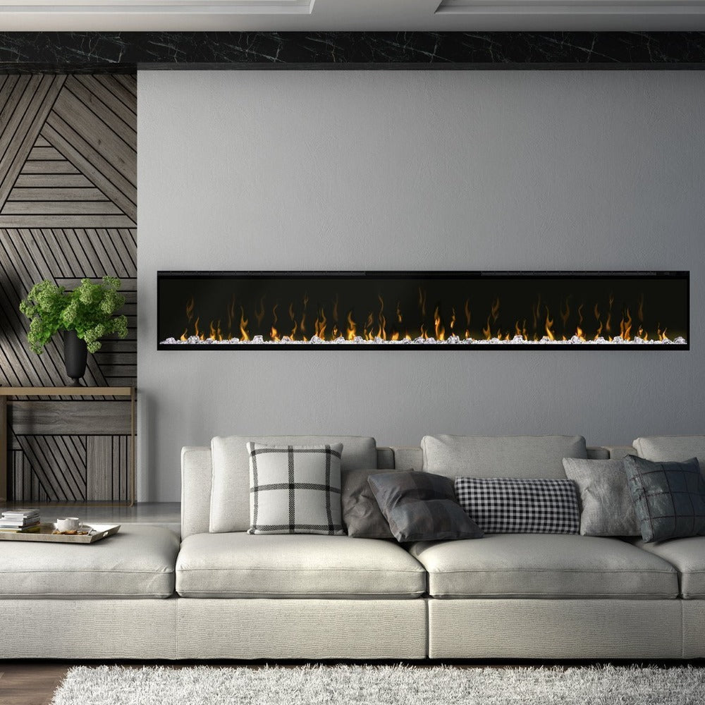 Large Linear Electric Fireplace in Living Room