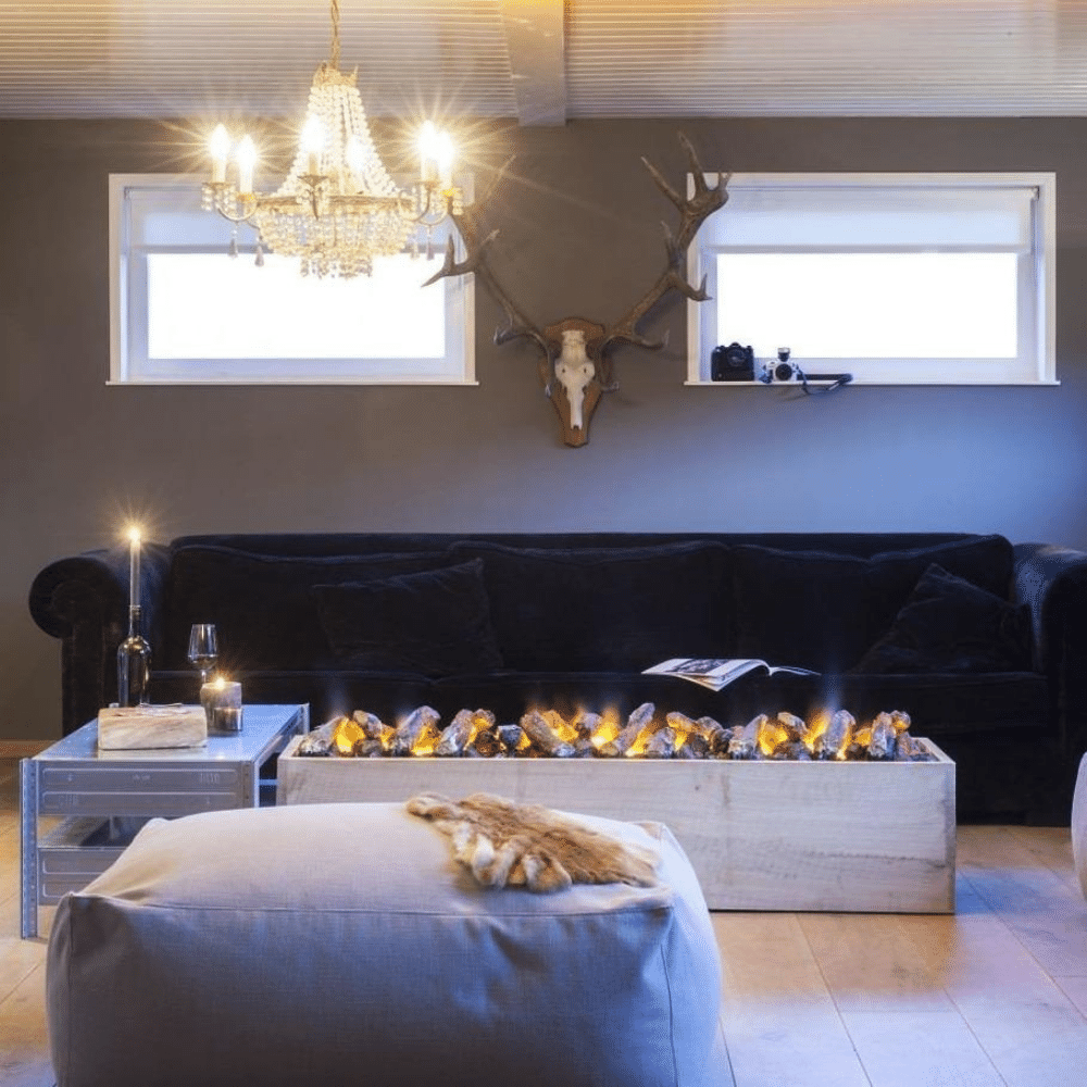 Dimplex Opti-myst® Pro 1000 Custom Open Fireplace in Living Room