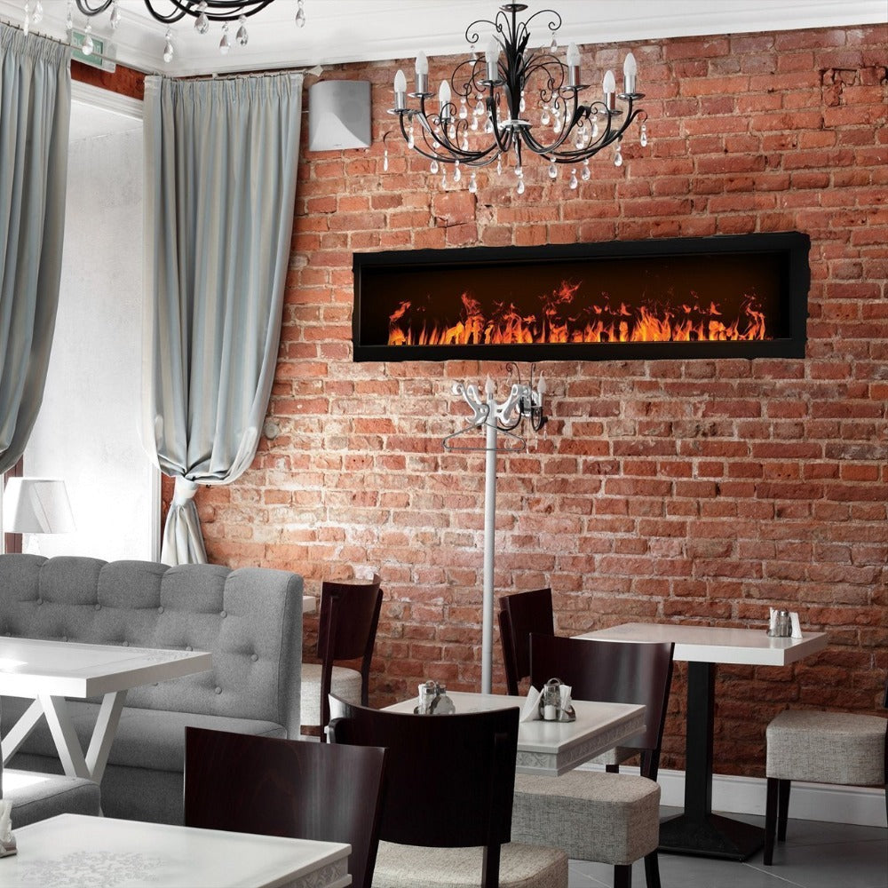 Dimplex Opti-myst® Pro One Sided in Restaurant Mounted on Brick Wall
