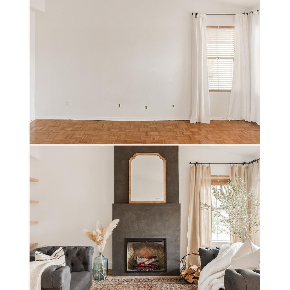 Room Before and After, Dimplex Revillusion™ 30" Built-in Electric Firebox, UL Listed - RBF30