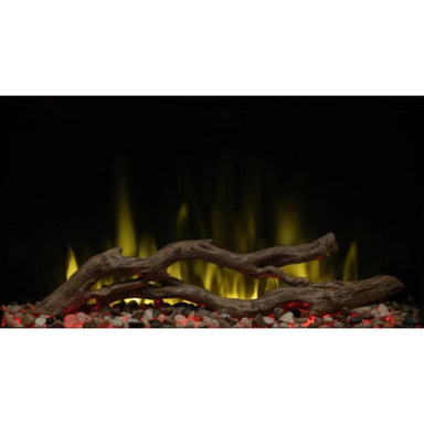 Dimplex Driftwood and River Rock Media Kit for XHD Fireplaces Installed