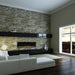 Linear Electric Fireplace in Modern Black and White Living Room