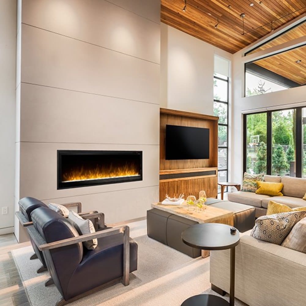 Dimplex Multi-Fire SL 60-Inch Built-In Smart Electric Fireplace in a modern living room