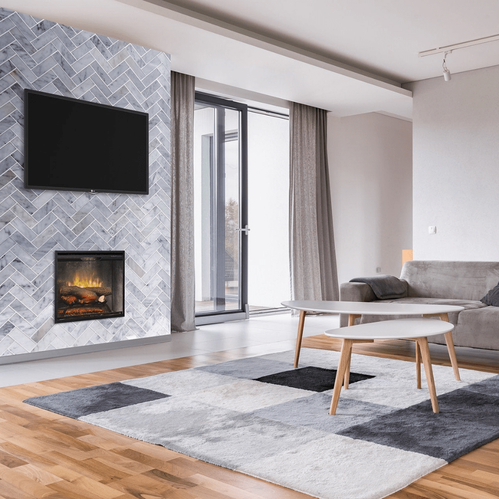 Dimplex Revillusion 24-Inch Built-in Electric Firebox in a contemporary living space