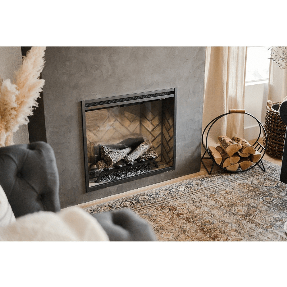 Dimplex Revillusion™ 36-Inch Portrait Built-in Electric Firebox with Realogs in living room
