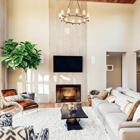 Dimplex Revillusion 42-Inch Built-in Electric Firebox in bright living room