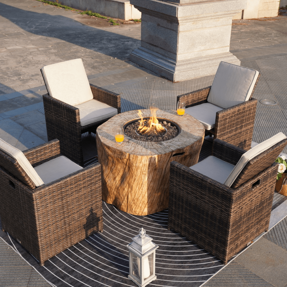 Direct Wicker 40-Inch Round "Wood Grain" LP Fire Pit Table (PAG-2180) in Patio