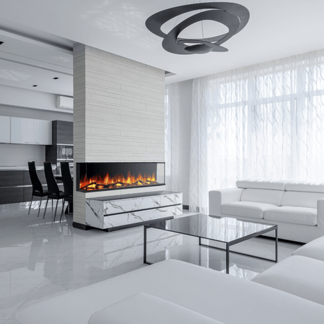 Dynasty Melody Smart Electric Fireplace White Living Room