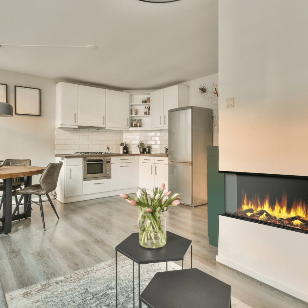 Dynasty Melody Smart Electric Fireplace Aesthetic Near Kitchen Room