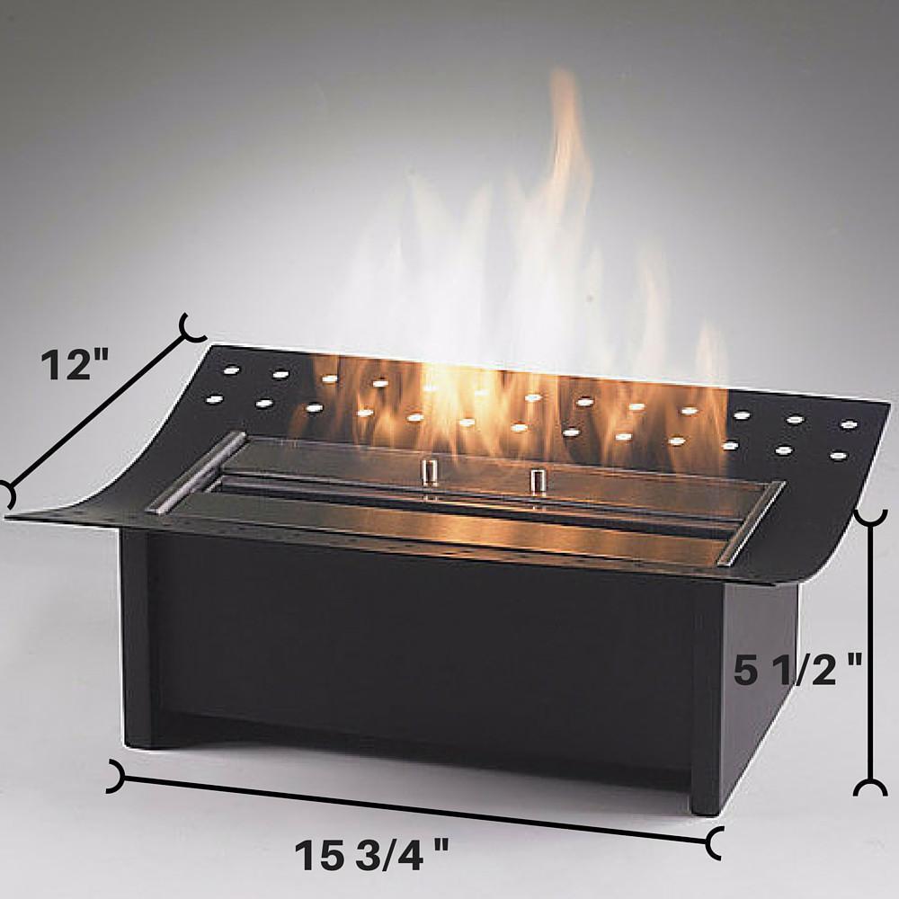 Ethanol Burner - Eco-Feu Insert - Ethanol Insert For Fireplace - Matte Black (FS-00033-MB)