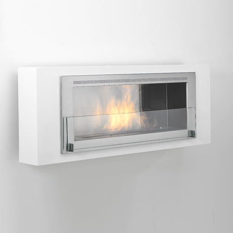 Eco-Feu Santa Lucia - 54" UL Listed Wall Mounted / Built-in Ethanol Fireplace in White