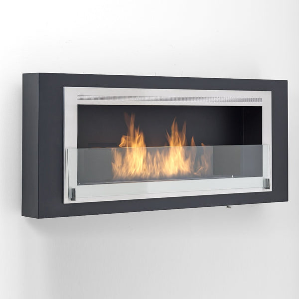 Eco-Feu Santa Lucia - 54" UL Listed Wall Mounted / Built-in Ethanol Fireplace black/Stainless Steel