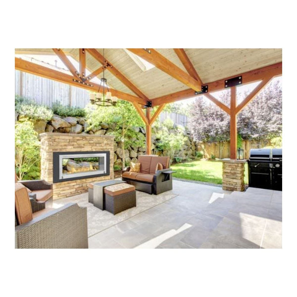 Eco-Feu Santa Cruz 63-Inch Black See-Through Ethanol Fireplace in Patio