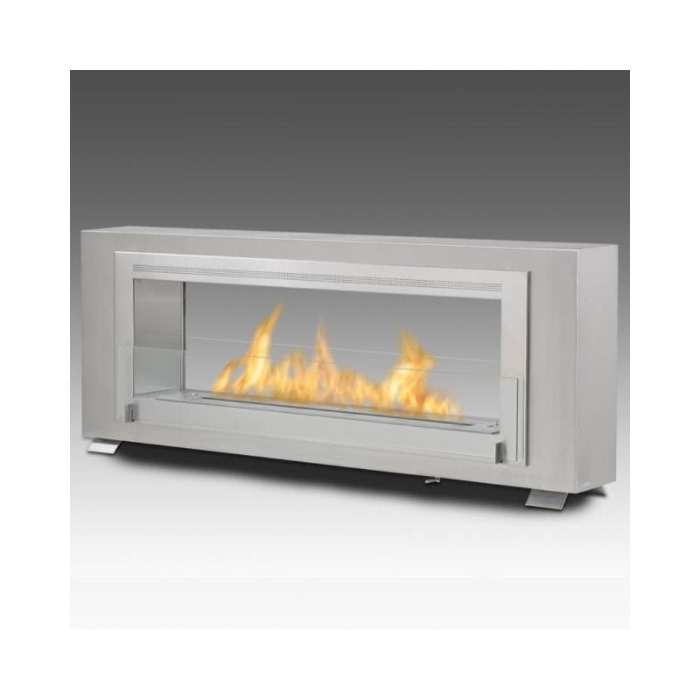 Eco-Feu Santa Cruz 63-Inch See-Through Ethanol Fireplace in Stainless Steel