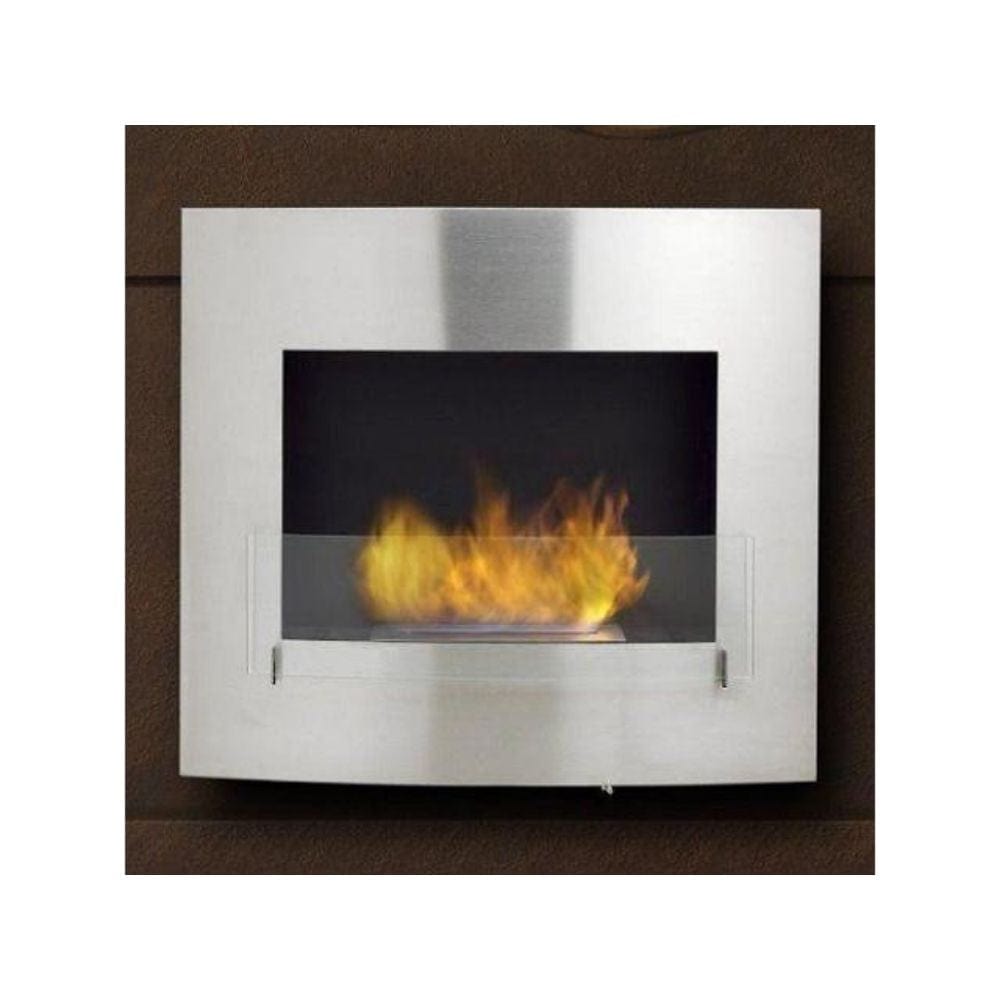 Eco-Feu Wynn 36-Inch Wall Mounted/Built-in Ethanol Fireplace on Brown Wall