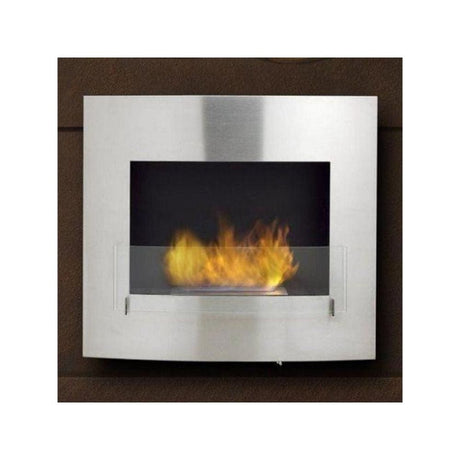 Eco-Feu Wynn 36-Inch Wall Mounted/Built-in Ethanol Fireplace on Brown Wall