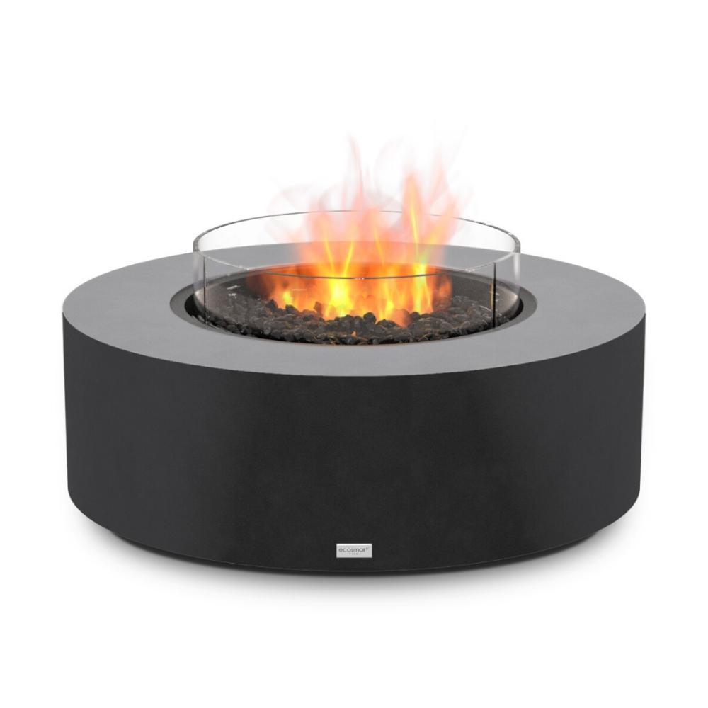 EcoSmart Fire Ark 40 Round Concrete Gas Fire Pit Table in Graphite with Fire Screen