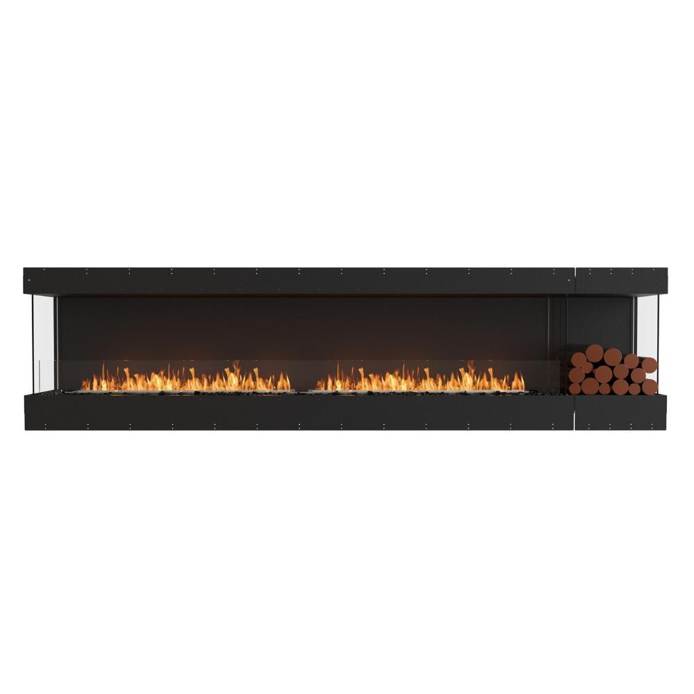 EcoSmart Fire Flex Bay 122" 3-Sided Built-in Ethanol Firebox with Right Side Decorative Box